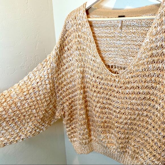 Free People muted yellow loose knit sweater size medium - Picture 4 of 11